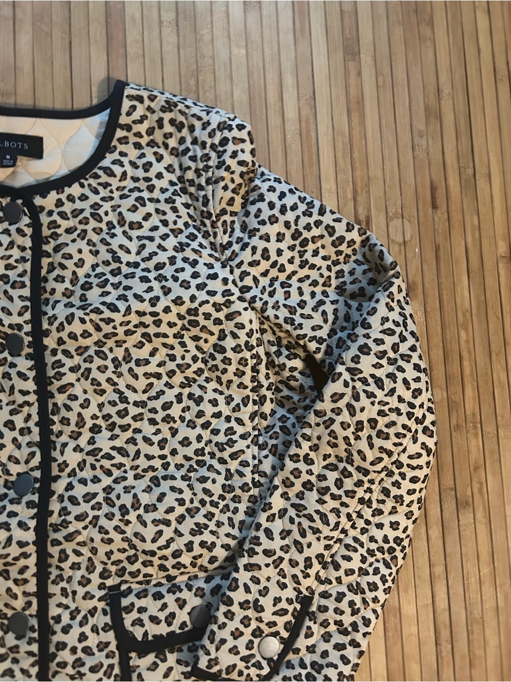 Talbots Women's Sz M Cottagecore Grabdmacore Quilted Cheetah Print Coat Jacket - Picture 5 of 16